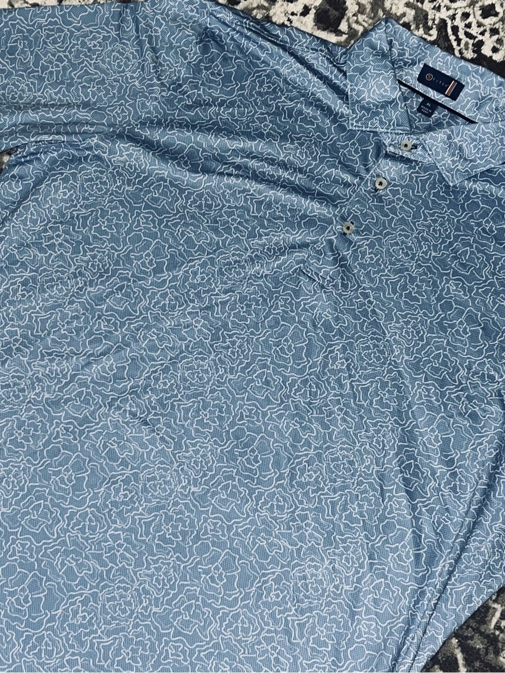 Light Blue Floral Stitch brand & Foot joy FJ golf shirt 2 size XL